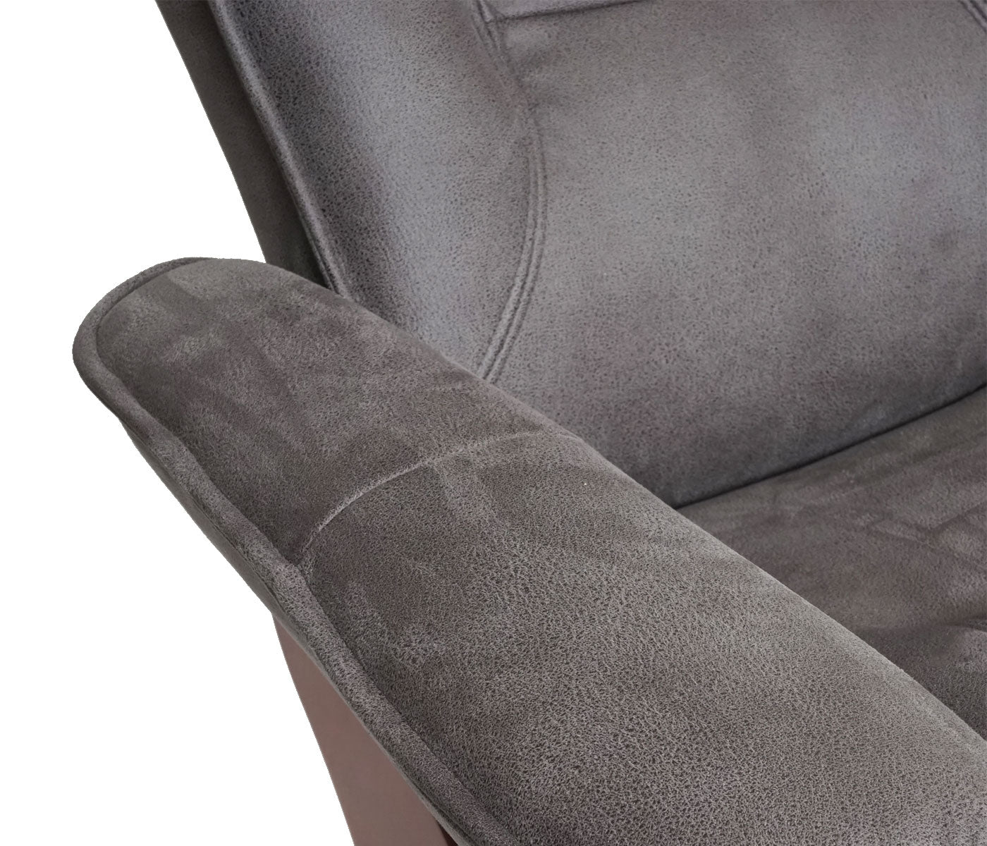 Cosmo Casa - Relaxfauteuil - Inclusief kruk - Stof/textiel - Donkergrijs-walnootkleur