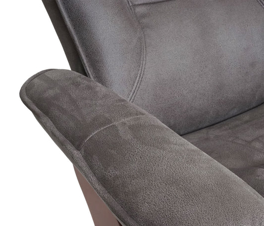 Cosmo Casa - Relaxfauteuil - Inclusief kruk - Stof/textiel - Donkergrijs-walnootkleur