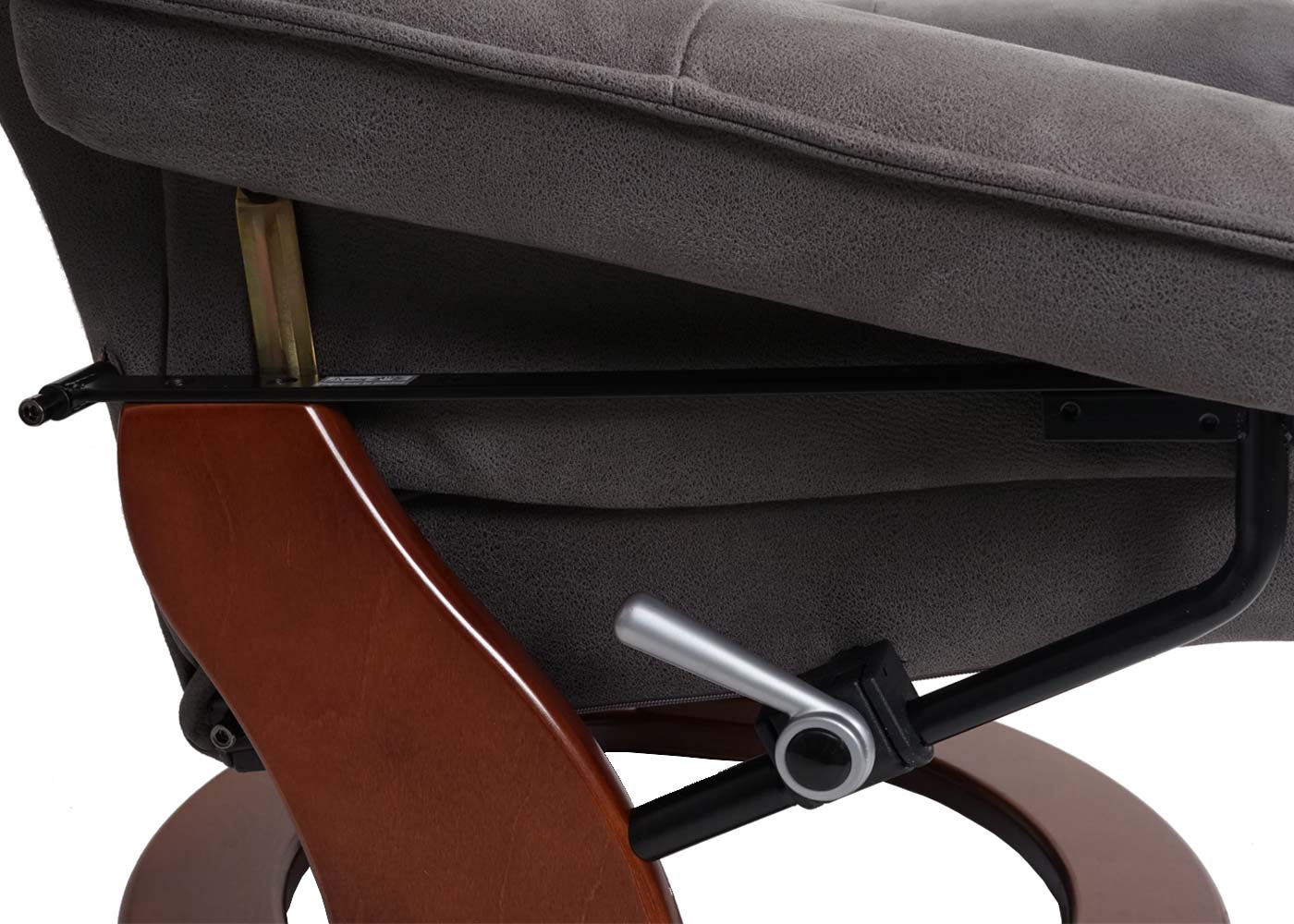 Cosmo Casa - Relaxfauteuil - Inclusief kruk - Stof/textiel - Donkergrijs-walnootkleur