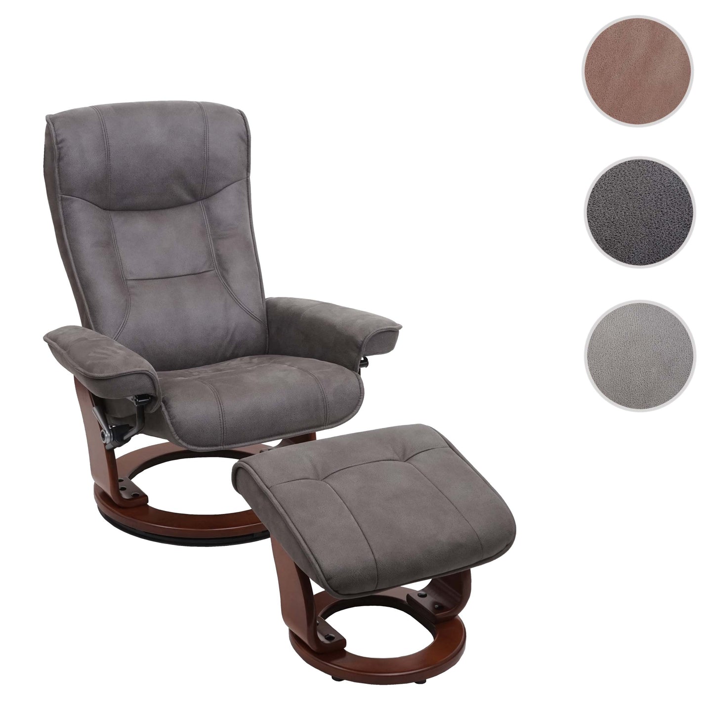 Cosmo Casa - Relaxfauteuil - Inclusief kruk - Stof/textiel - Donkergrijs-walnootkleur