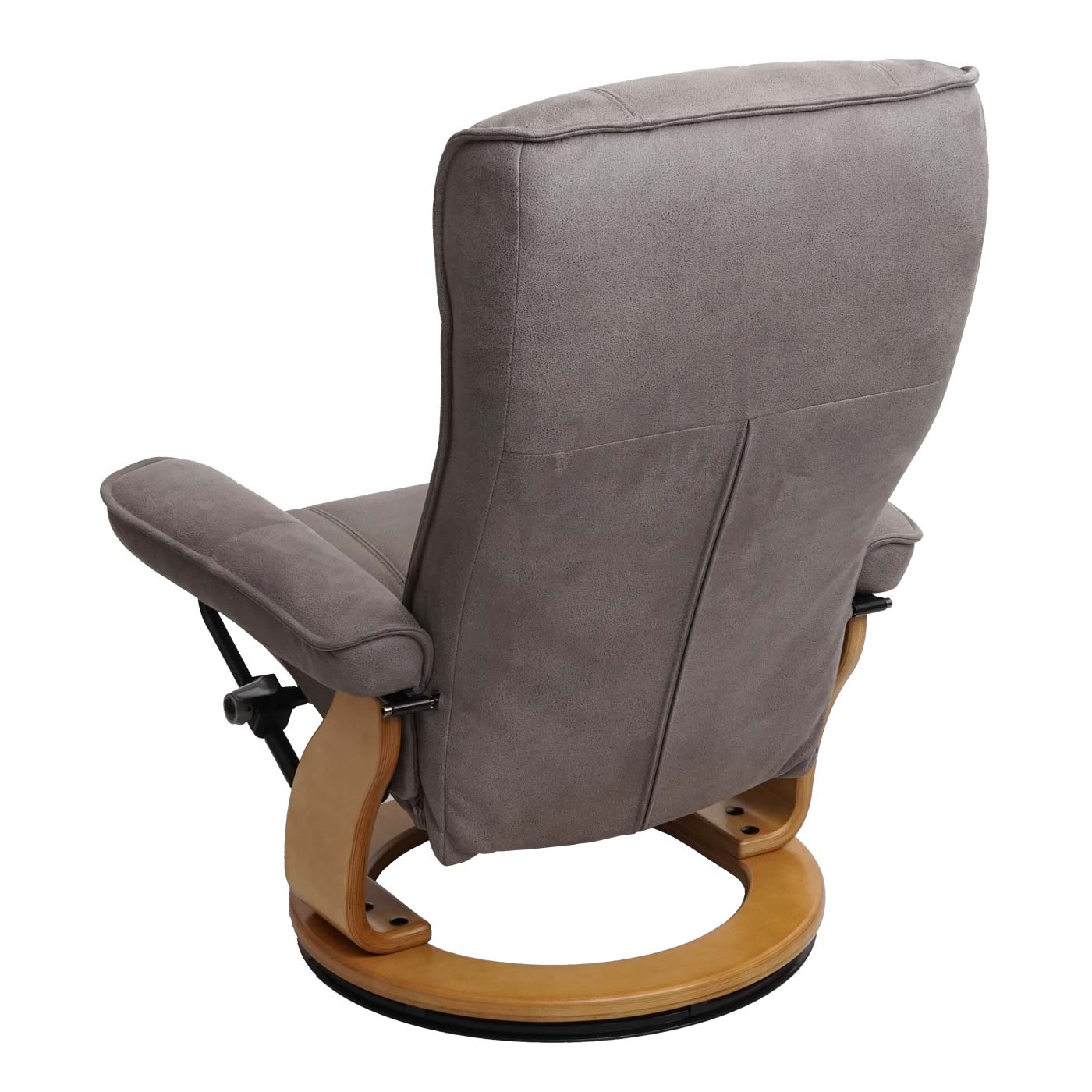 Cosmo Casa - Relaxfauteuil - Inclusief kruk - Stof/textiel - Lichtgrijs-natuurlijk bruin