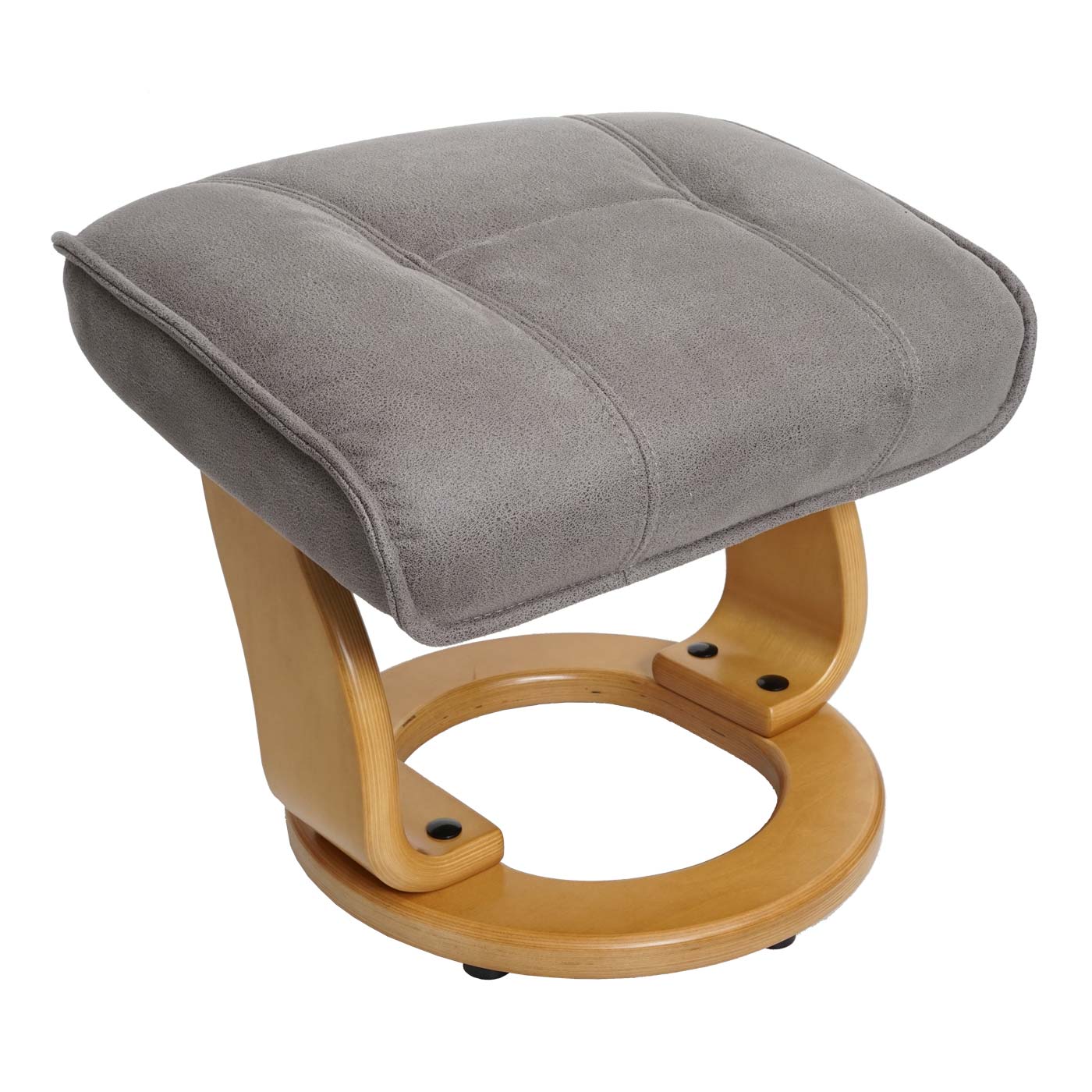 Cosmo Casa - Relaxfauteuil - Inclusief kruk - Stof/textiel - Lichtgrijs-natuurlijk bruin