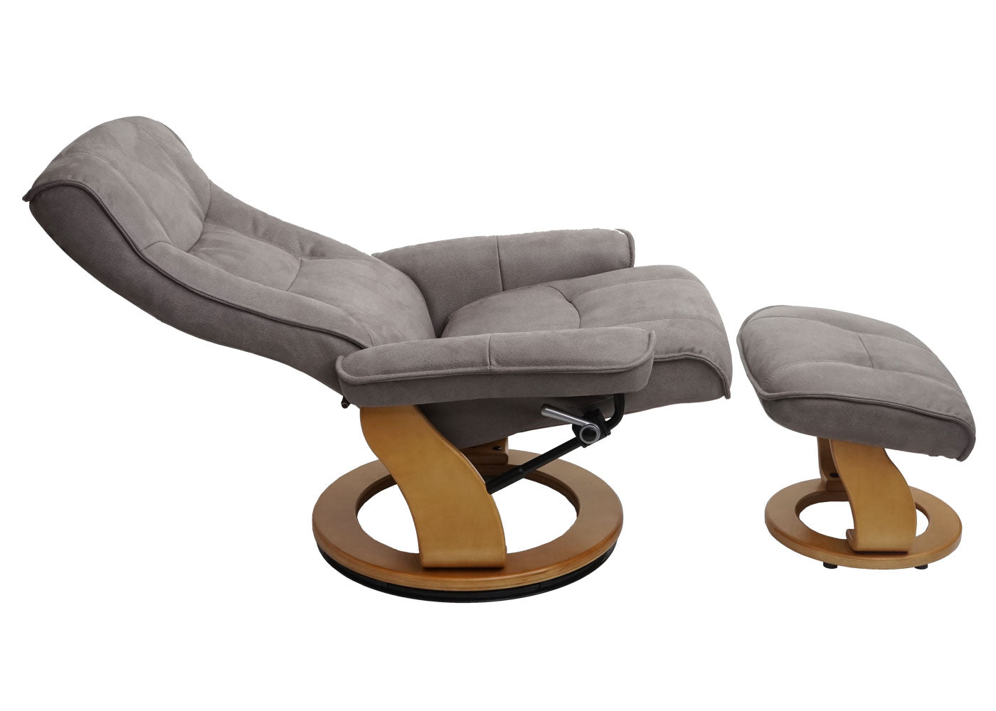 Cosmo Casa - Relaxfauteuil - Inclusief kruk - Stof/textiel - Lichtgrijs-natuurlijk bruin