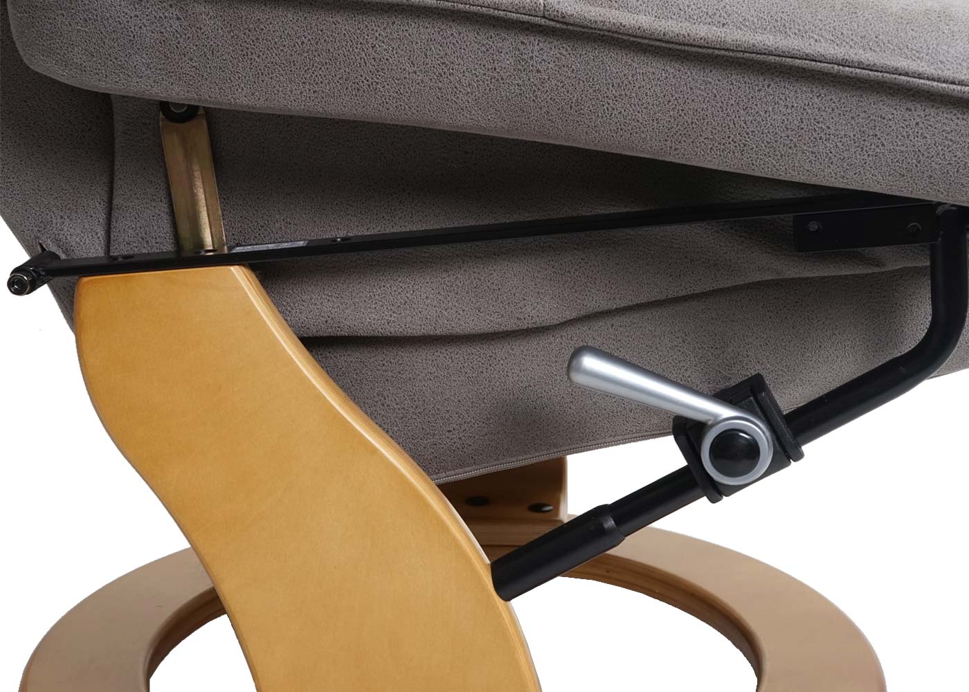 Cosmo Casa - Relaxfauteuil - Inclusief kruk - Stof/textiel - Lichtgrijs-natuurlijk bruin