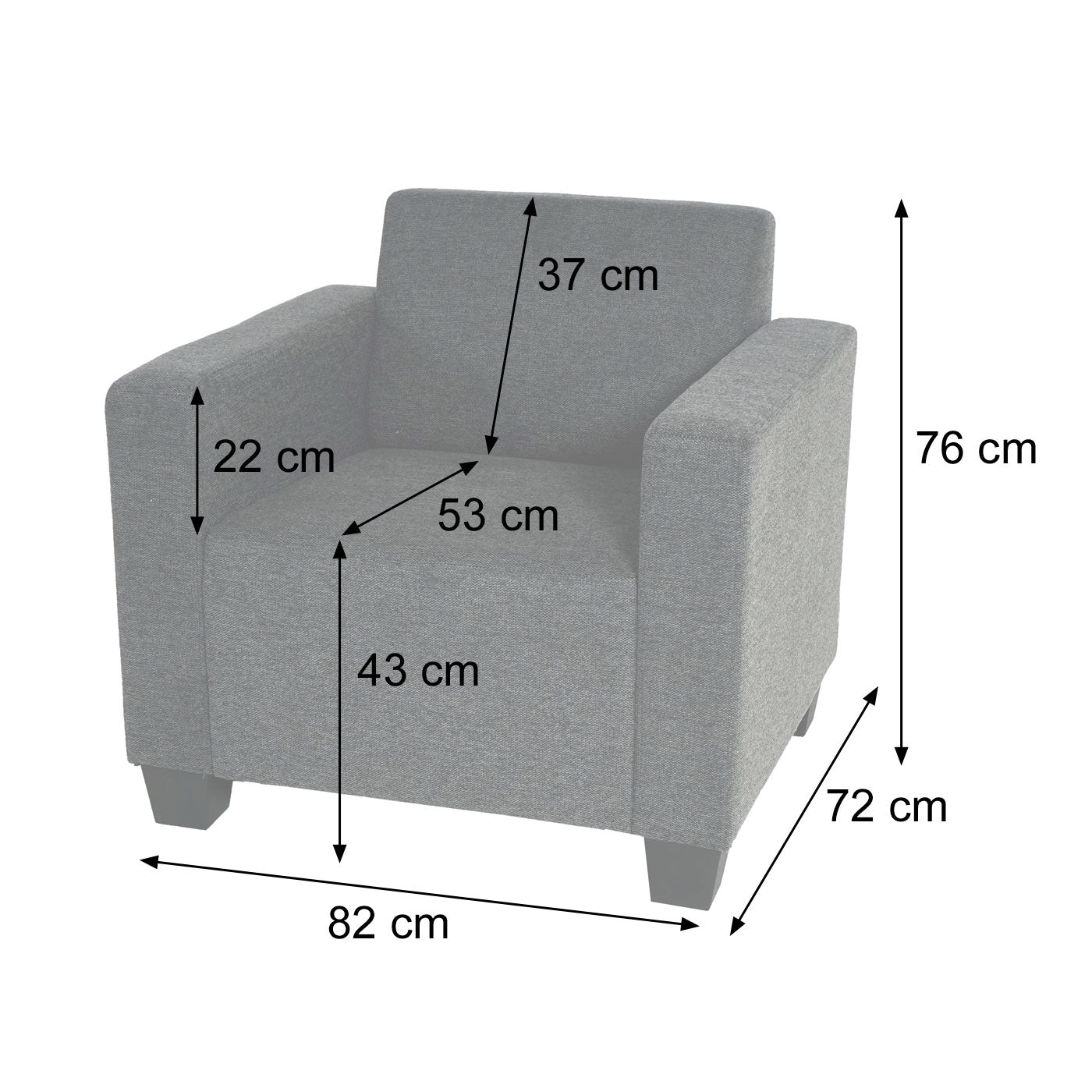Cosmo Casa - Fauteuil - Lounge met poef - Stof textiel - Antracietgrijs