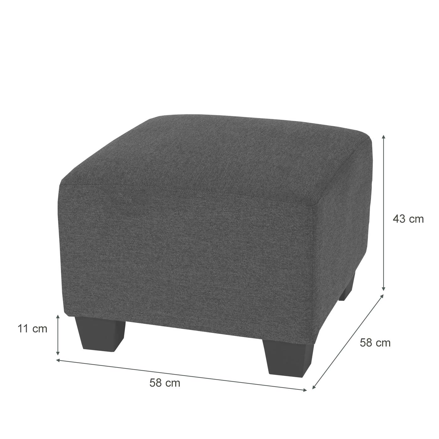 Cosmo Casa - Fauteuil - Lounge met poef - Stof textiel - Antracietgrijs