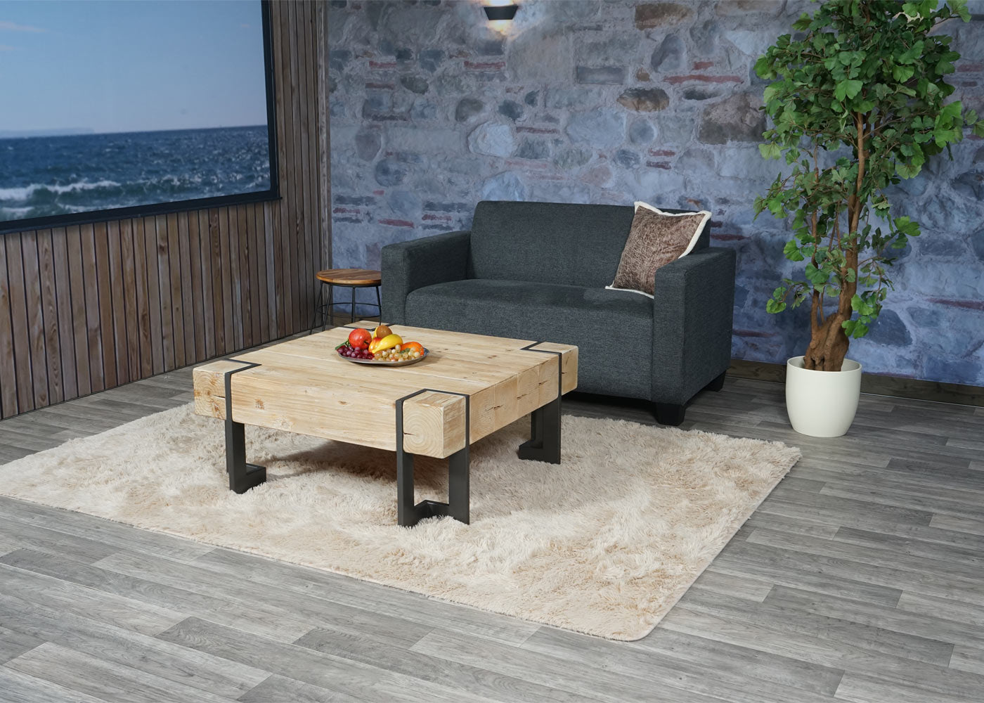 Cosmo Casa - 2-zitsbank - Lounge ontwerp - Textiel - Antracietgrijs