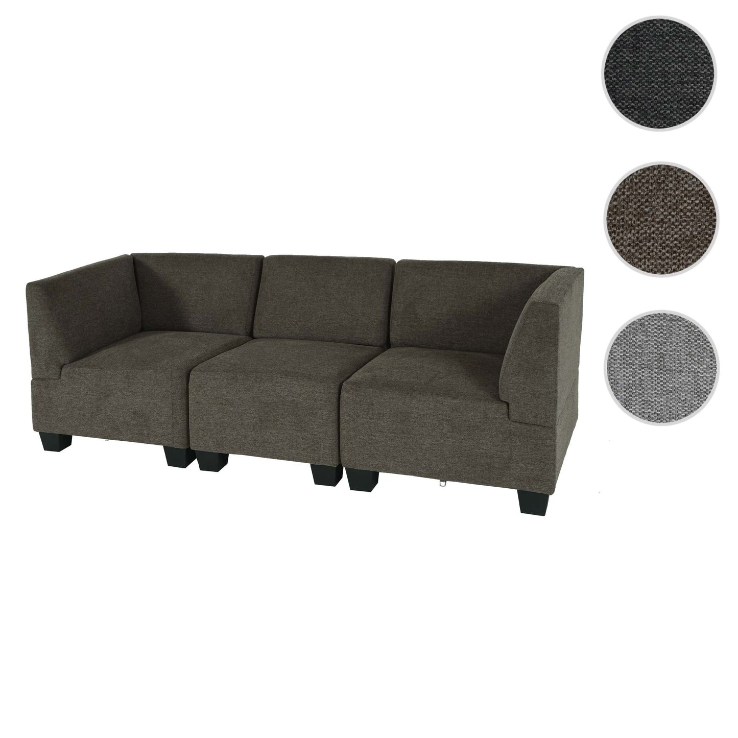 Cosmo Casa - 3-zitsbank - Modulair ontwerp - Stof textiel - Bruin - Hoge armleuningen