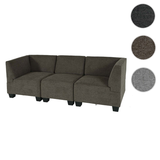 Cosmo Casa - 3-zitsbank - Modulair ontwerp - Stof textiel - Bruin - Hoge armleuningen