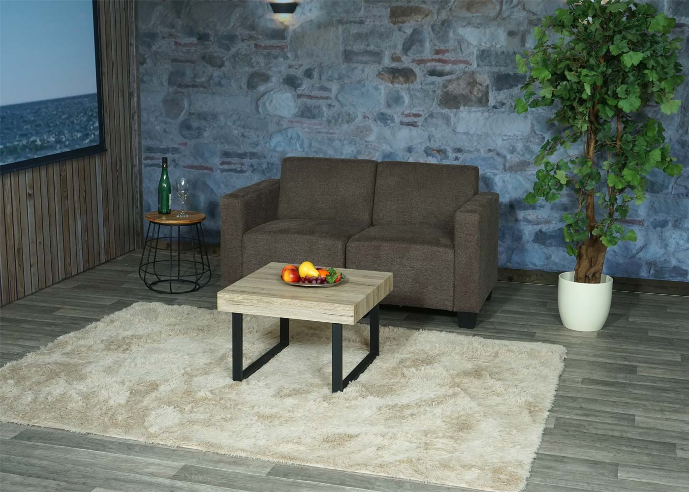 Cosmo Casa - 2-zitsbank - Modulair ontwerp - Stof textiel - Bruin