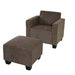 Cosmo Casa - Fauteuil - Lounge met poef - Stof textiel - Bruin