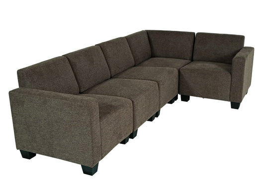 Cosmo Casa - Banksysteem - Modulair ontwerp 5-zits - Stof textiel - Bruin