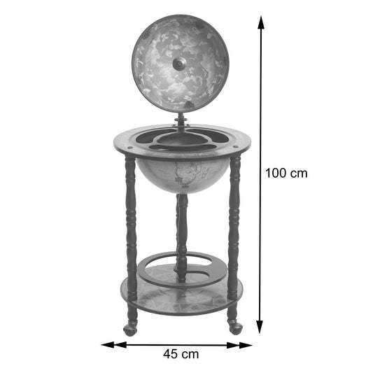 Cosmo Casa - Globe Bar - Wereldbol - Eucalyptushout - Zwart - 33 cm