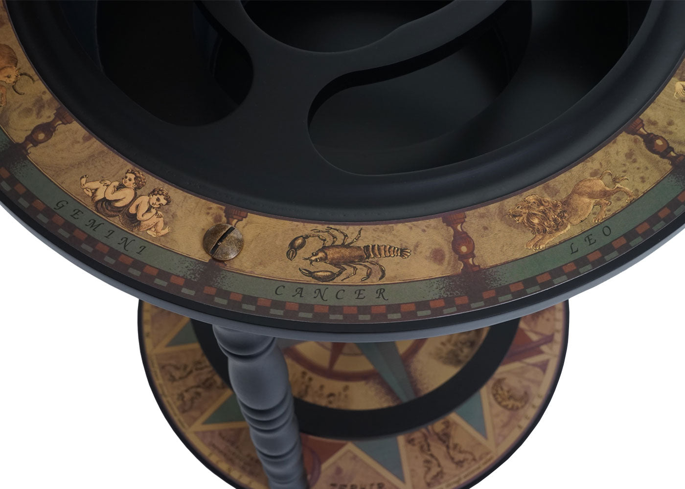 Cosmo Casa - Globe Bar - Wereldbol - Eucalyptushout - Zwart - 33 cm