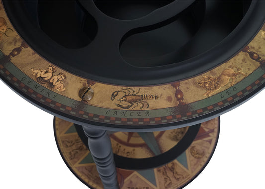 Cosmo Casa - Globe Bar - Wereldbol - Eucalyptushout - Zwart - 33 cm