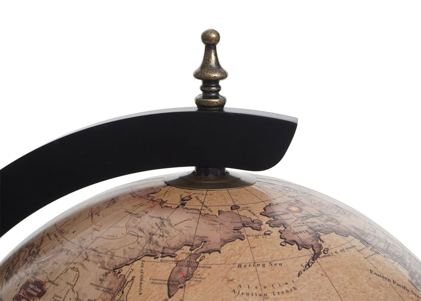 Cosmo Casa - Globe Bar - Wereldbol - Eucalyptushout - Zwart - 33 cm