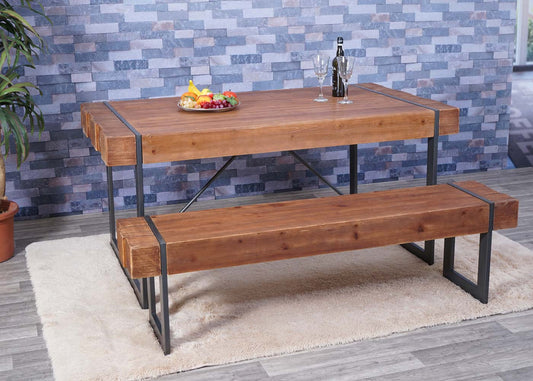 Cosmo Casa - Bank - Eetkamerbank - Massief Dennenhout - Bruin