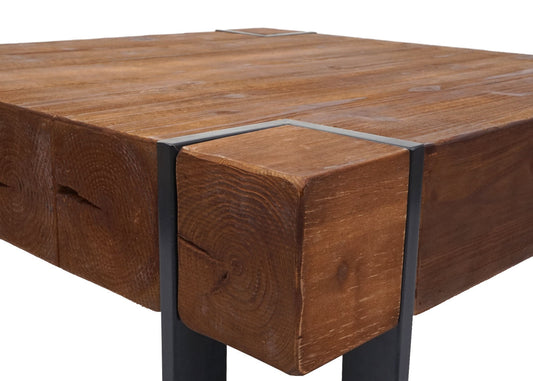 Cosmo Casa - Salontafel - Rustiek vierkant ontwerp - Massief dennenhout - Bruin - 70x70cm