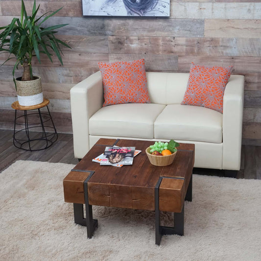 Cosmo Casa - Salontafel - Rustiek vierkant ontwerp - Massief dennenhout - Bruin - 70x70cm