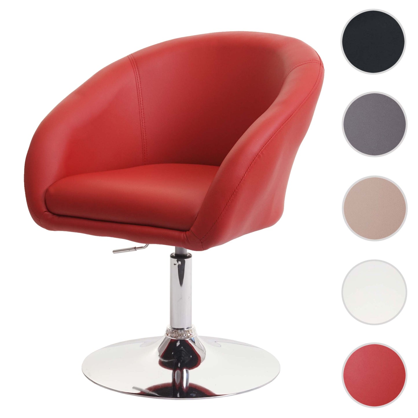 Cosmo Casa - Eetkamerstoel draaibaar in hoogte verstelbaar - Loungestoel - Kunstleer - Rood