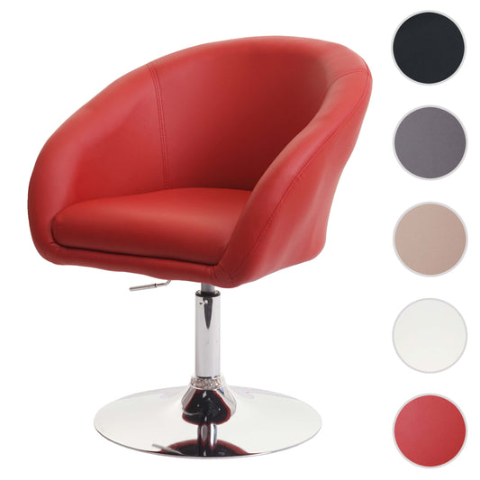 Cosmo Casa - Eetkamerstoel draaibaar in hoogte verstelbaar - Loungestoel - Kunstleer - Rood