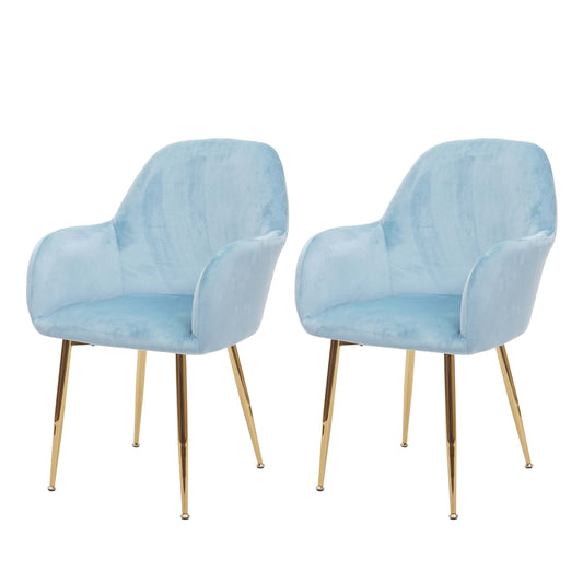 Cosmo Casa - Set van 2 Eetkamerstoelen - Retrodesign Keukenstoel - Mint Fluweel met Gouden Poten