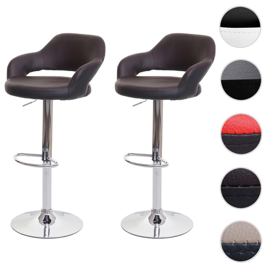 Cosmo Casa - Set van 2 barkrukken - Barstoel draaikruk met rugleuning - Kunstleer - Bruin-zwart