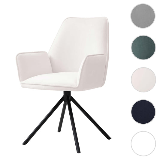 Cosmo Casa - Eetkamerstoel - Draaistoel met Armleuningen - Fluweel - Crèmebeige - Zwarte Poten