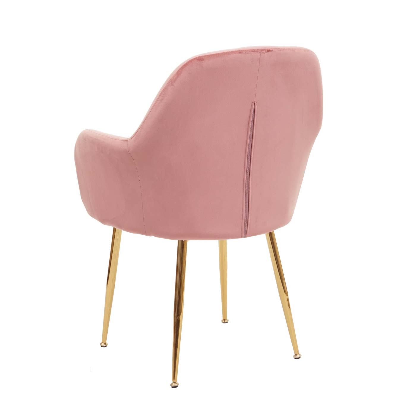 Cosmo Casa - Eetkamerstoel - Retrodesign Keukenstoel - Fluweel Stoffig Roze - Gouden Poten