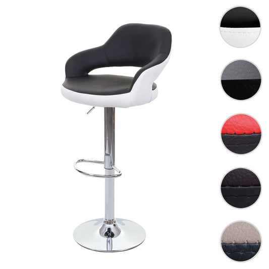 Cosmo Casa - Barkruk draaikruk met rugleuning - Tegenkruk barstoel - Kunstleer - Zwart-wit