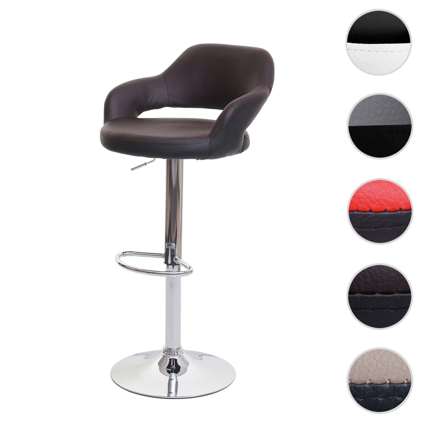 Cosmo Casa - Barkruk draaikruk met rugleuning - Tegenkruk barstoel - Kunstleer - Bruin-zwart