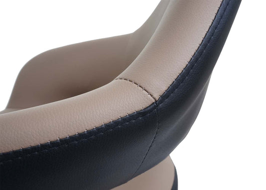 Cosmo Casa - Barkruk draaikruk met rugleuning - Tegenkruk barstoel - Kunstleer - Taupe-zwart