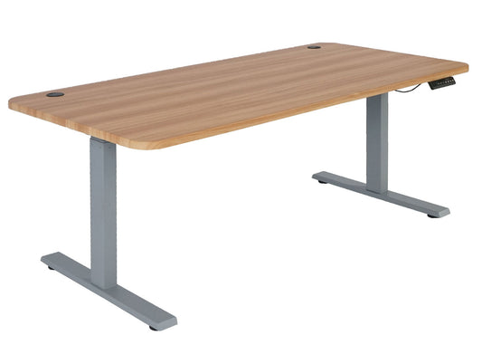 Cosmo Casa - Bureau elektrisch in hoogte verstelbaar - Computertafel - Eiken decor - Grijs - 160 x 80 cm