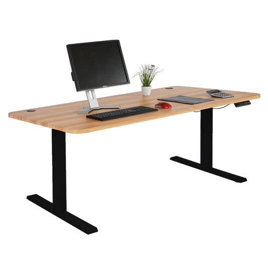 Cosmo Casa - Bureau elektrisch in hoogte verstelbaar - Computertafel - Eiken decor - Zwart - 160 x 80 cm