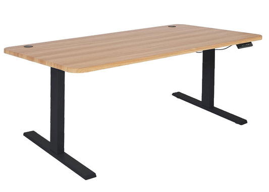 Cosmo Casa - Bureau elektrisch in hoogte verstelbaar - Computertafel - Eiken decor - Zwart - 160 x 80 cm