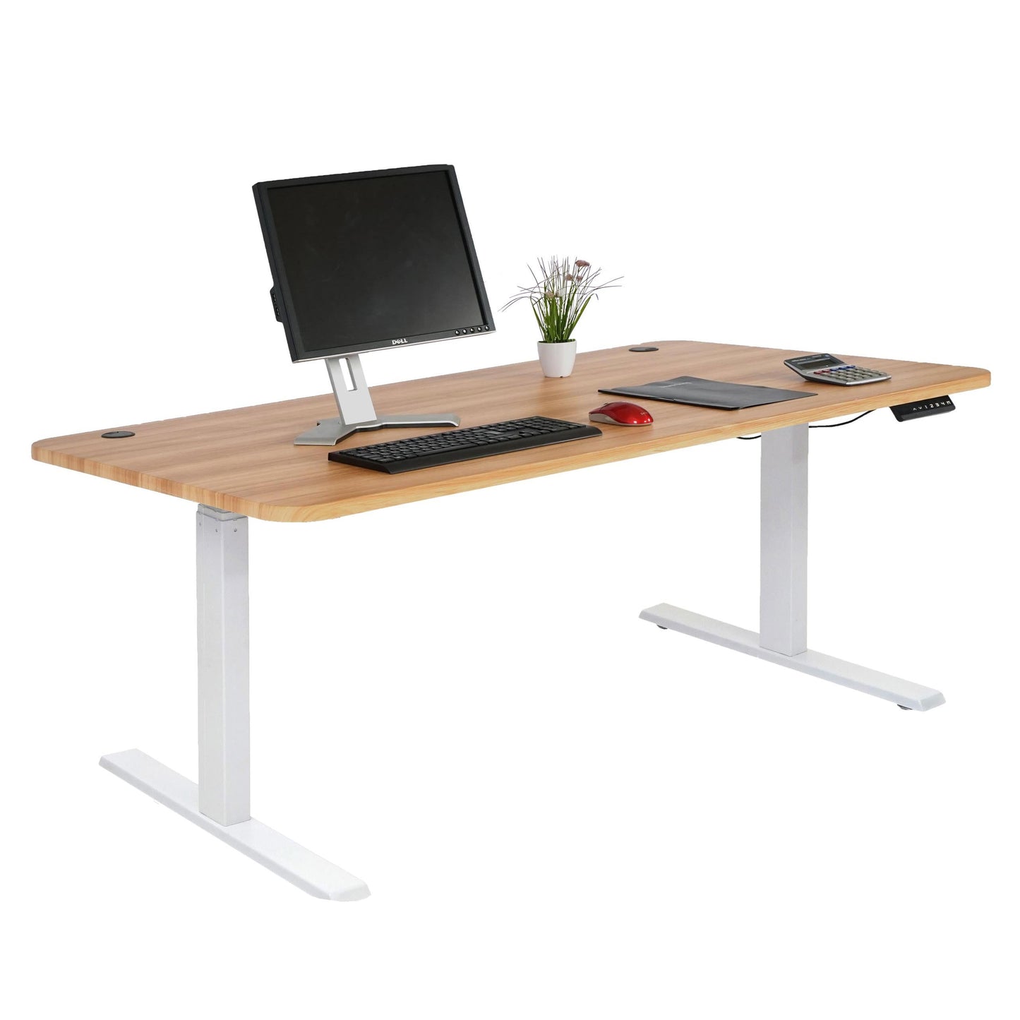 Cosmo Casa - Bureau elektrisch in hoogte verstelbaar - Computertafel - Eiken decor - Wit - 160 x 80 cm