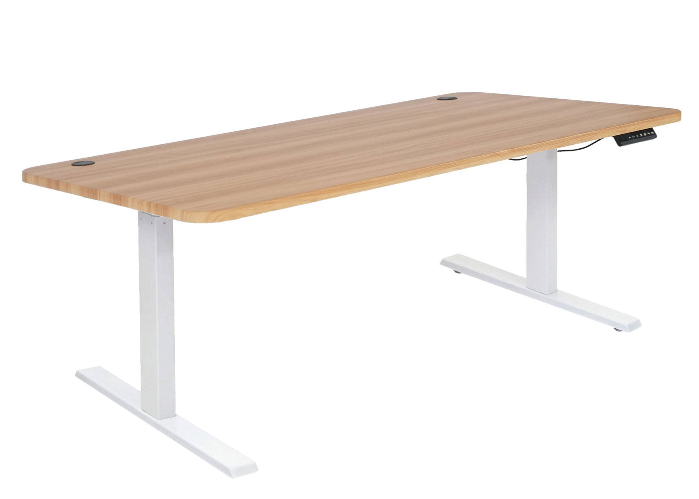 Cosmo Casa - Bureau elektrisch in hoogte verstelbaar - Computertafel - Eiken decor - Wit - 160 x 80 cm