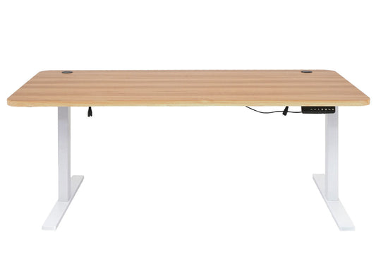 Cosmo Casa - Bureau elektrisch in hoogte verstelbaar - Computertafel - Eiken decor - Wit - 160 x 80 cm