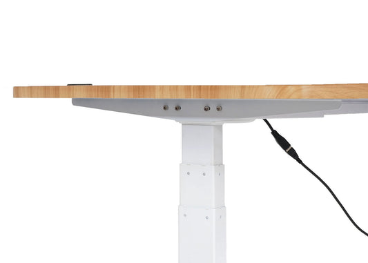 Cosmo Casa - Bureau elektrisch in hoogte verstelbaar - Computertafel - Eiken decor - Wit - 160 x 80 cm