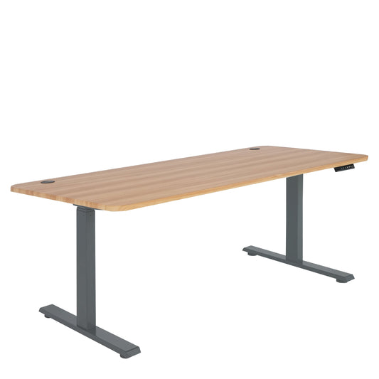 Cosmo Casa - Bureau elektrisch in hoogte verstelbaar - Computertafel - Eiken decor - Antracietgrijs - 160 x 80 cm