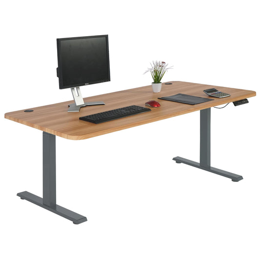Cosmo Casa - Bureau elektrisch in hoogte verstelbaar - Computertafel - Eiken decor - Antracietgrijs - 160 x 80 cm