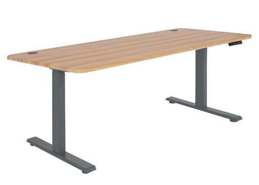 Cosmo Casa - Bureau elektrisch in hoogte verstelbaar - Computertafel - Eiken decor - Antracietgrijs - 160 x 80 cm