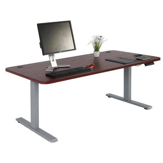 Cosmo Casa - Bureau elektrisch in hoogte verstelbaar - Computertafel - Kersendecor - Grijs - 160 x 80 cm