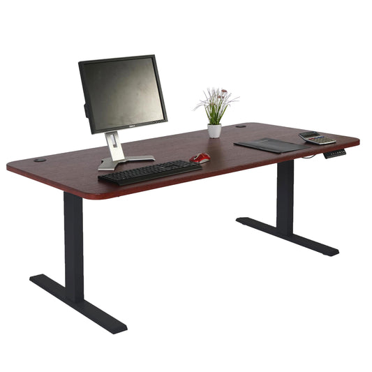 Cosmo Casa - Bureau elektrisch in hoogte verstelbaar - Computertafel - Kersendecor - Zwart - 160 x 80 cm