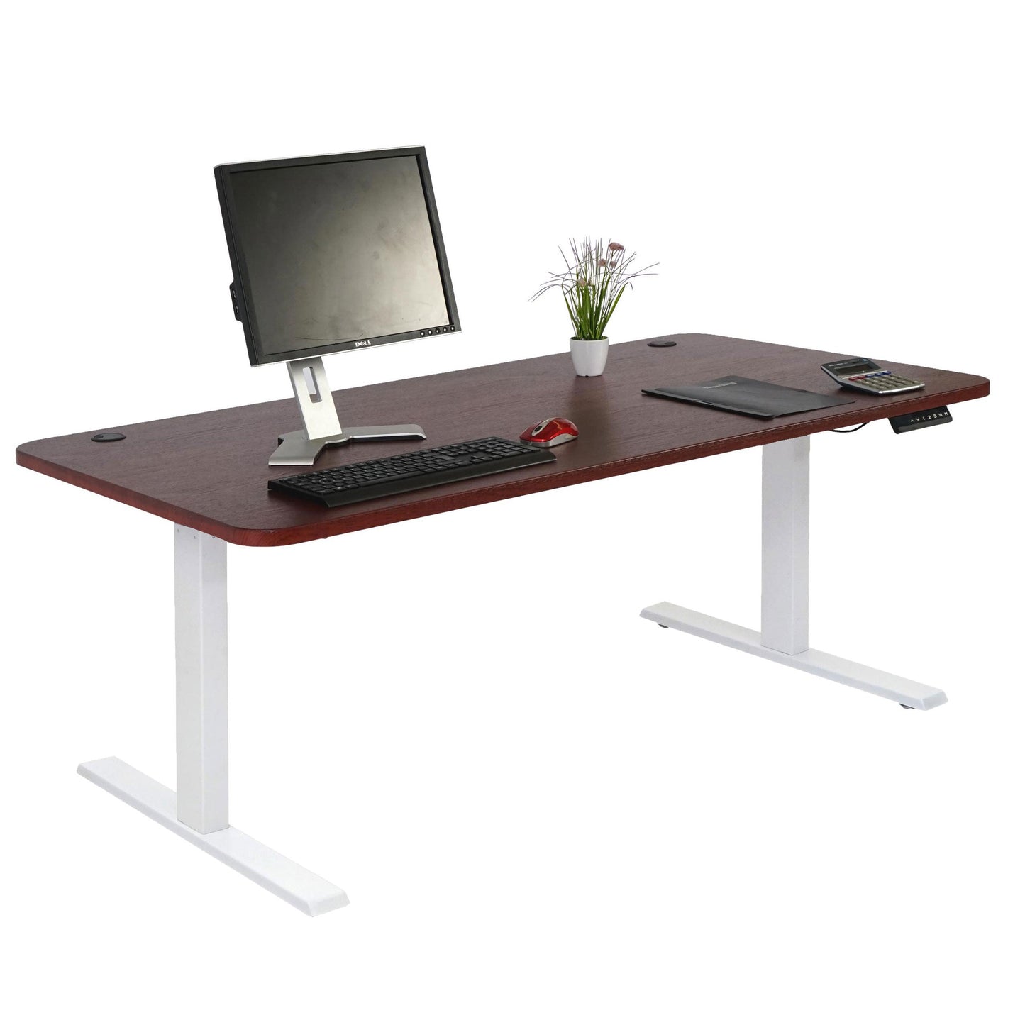 Cosmo Casa - Bureau elektrisch in hoogte verstelbaar - Computertafel - Kersendecor - Wit - 160 x 80 cm