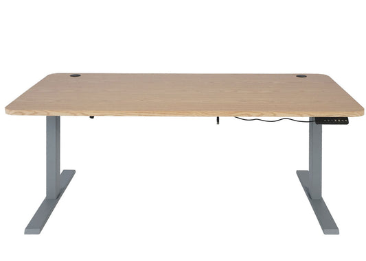 Cosmo Casa - Bureau elektrisch in hoogte verstelbaar - Computertafel - Lichtbruin - Grijs - 160 x 80 cm