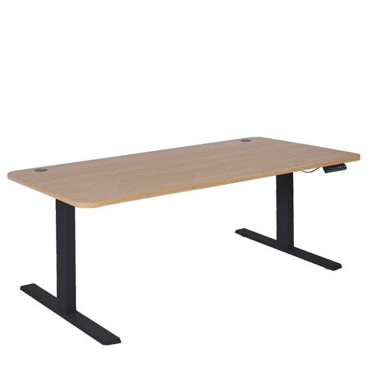 Cosmo Casa - Bureau elektrisch in hoogte verstelbaar - Computertafel - Lichtbruin - Zwart - 160 x 80 cm