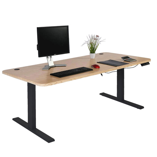 Cosmo Casa - Bureau elektrisch in hoogte verstelbaar - Computertafel - Lichtbruin - Zwart - 160 x 80 cm