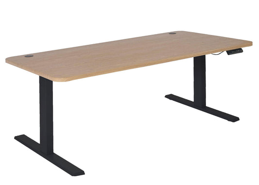 Cosmo Casa - Bureau elektrisch in hoogte verstelbaar - Computertafel - Lichtbruin - Zwart - 160 x 80 cm