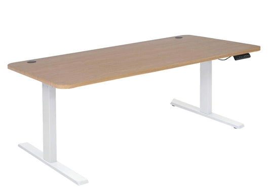 Cosmo Casa - Bureau elektrisch in hoogte verstelbaar - Computertafel - Lichtbruin - Wit - 160 x 80 cm